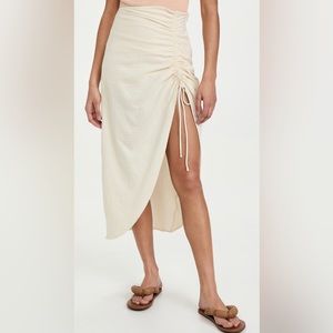 Free People Natural Cerine Ruched Mini Skirt